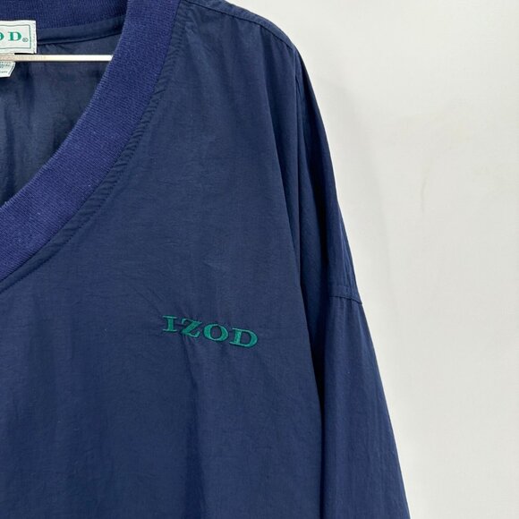 Izod Vintage Men's V-Neck Windbreaker Golf Pullover in Navy Blue sz XL - Picture 3 of 6